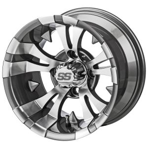 LSI Warlock 14x7 Golf Cart Wheel - Machined/Gunmetal (4/4) 3+4 [14120]