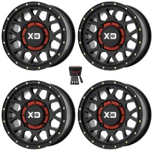 KMC XS135 Grenade 14x10 Wide Wheels Black Kawasaki Mule Pro FXT