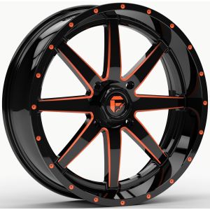 Fuel Maverick 18x7 ATV/UTV Wheel - Gloss Black/Orange (4/156) 4+3 [D6521870A544]