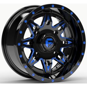 Fuel Lethal 14x7 ATV/UTV Wheel - Gloss Black/Blue (4/156) 4+3 [D6541470A544]