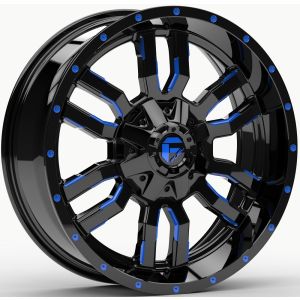 Fuel Sledge 20x7 ATV/UTV Wheel - Gloss Black/Blue (4/156) 4+3 [D6602070A543]