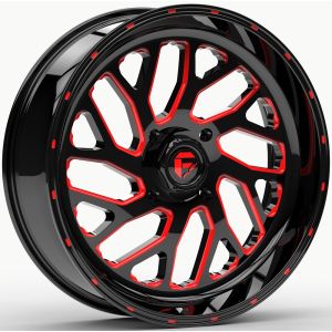 Fuel Triton 22x7 ATV/UTV Wheel - Gloss Black/Red (4/156) 4+3 [D6562270A544]