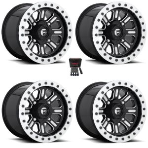 Fuel Hardline Beadlock 15x10 Wide Wheels Black Kawasaki Mule Pro FXT