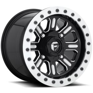 Fuel Hardline Beadlock 15x10 Wide ATV/UTV Wheel - Gloss Black (4/156) 5+5