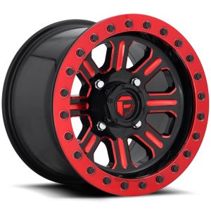 Fuel Hardline Beadlock 15x7 ATV/UTV Wheel - Gloss Black/Red (4/156) 5+2