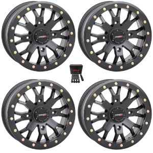 System 3 SB-4 Beadlock 14x10 Wide Wheels Black (5+5) Kawasaki Mule Pro FXT