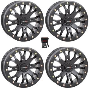 System 3 SB-4 Beadlock 15x10 Wide Wheels Black (5+5) Can-Am Maverick X3 / Honda Pioneer 1000