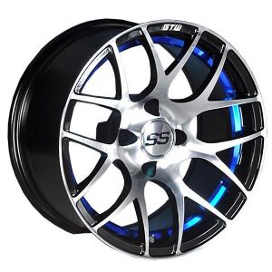 GTW Pursuit 12x7 Golf Cart Wheel - Gloss Black/Blue (4/4) 3+4 [19-104]