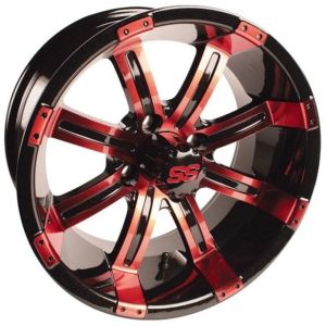 GTW Tempest 12x7 Golf Cart Wheel - Gloss Black/Red (4/4) 3+4 [19-136]
