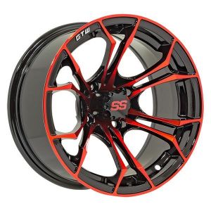 GTW Spyder 12x7 Golf Cart Wheel - Gloss Black/Red (4/4) 3+4 [19-219]