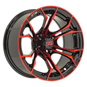 GTW Spyder 14x7 Golf Cart Wheel - Gloss Black/Red (4/4) 3+4 [19-222]
