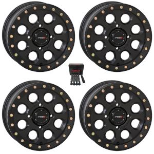 System 3 SB-7 Beadlock 15x10 Wide Wheels Black Can-Am Maverick X3 / Honda Pioneer 1000