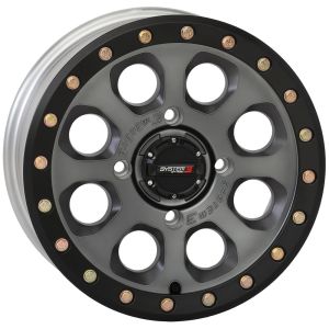 System 3 SB-7 Beadlock 14x7 ATV/UTV Wheel - Titanium (4/156) 4+3 [14S3-7655]