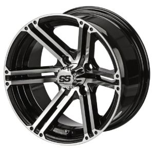 LSI Yukon 15x7 Golf Cart Wheel - Black/Machined 3+4 [15061]