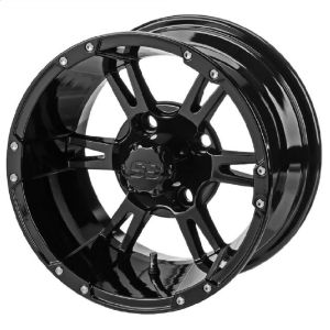 LSI Raptor 12x7 Golf Cart Wheel - Gloss Black 3+4 [12182X]