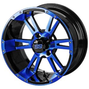 LSI Raptor 12x7 Golf Cart Wheel - Black/Blue 3+4 [12184]