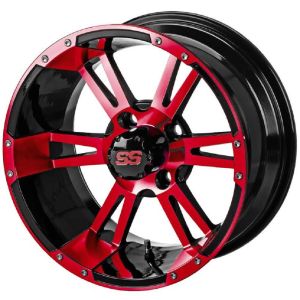 LSI Raptor 14x7 Golf Cart Wheel - Black/Red 3+4 [14183]