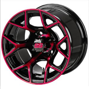 LSI Ninja 12x7 Golf Cart Wheel - Black/Red 3+4 [12163]