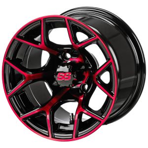 LSI Ninja 14x7 Golf Cart Wheel - Black/Red 3+4 [14163]