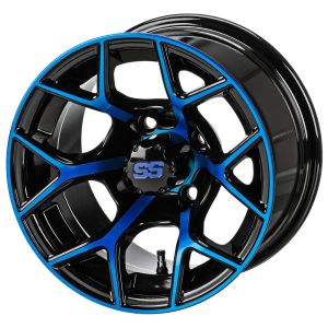 LSI Ninja 14x7 Golf Cart Wheel - Black/Blue 3+4 [14164]