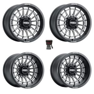 MetalFX Delta Contrast Cut 15x7/15x10 Wheels Black Can-Am Maverick X3 / Honda Pioneer 1000