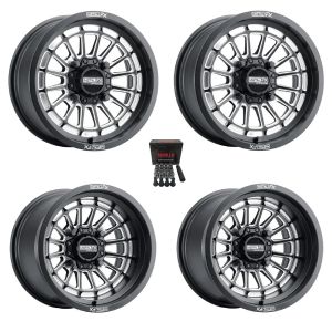 MetalFX Delta Contrast Cut 15x10 Wide Wheels Black Can-Am Maverick X3 / Honda Pioneer 1000