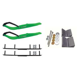 C&A Pro Green Razor Snowmobile Skis w/ 4