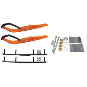 C&A Pro Orange Razor Snowmobile Skis w/ 4