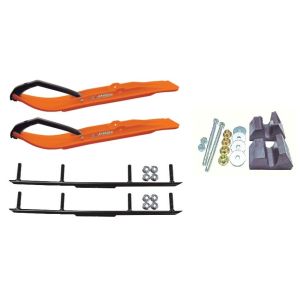 C&A Pro Orange XT Snowmobile Skis w/ 4