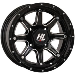 High Lifter by STI HL4 12x7 ATV/UTV Wheel - Gloss Black/Machined (4/110) - 4+3