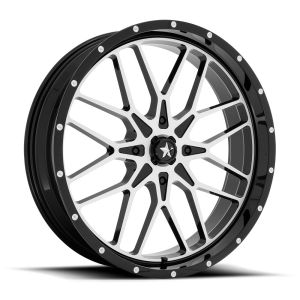 MSA M45 Portal 22x7 ATV/UTV Wheel - Gloss Black/Machined (4/156) +0mm