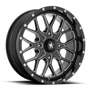 MSA M45 Portal 18x7 ATV/UTV Wheel - Gloss Black/Milled (4/137) +0mm