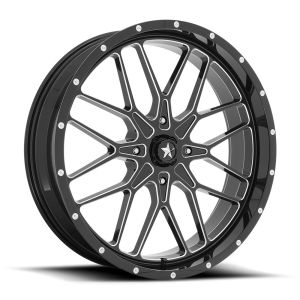 MSA M45 Portal 22x7 ATV/UTV Wheel - Gloss Black/Milled (4/137) +0mm