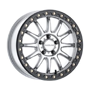 Raceline Alpha Beadlock 17x7 UTV Wheel - Silver/Black (5x4.5) +25mm