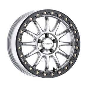 Raceline Alpha Beadlock 17x7 UTV Wheel - Silver/Black (5x4.5) +40mm