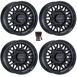 Raceline Omega 15x10 Wide Wheels Gloss Black Kawasaki Mule Pro FXT